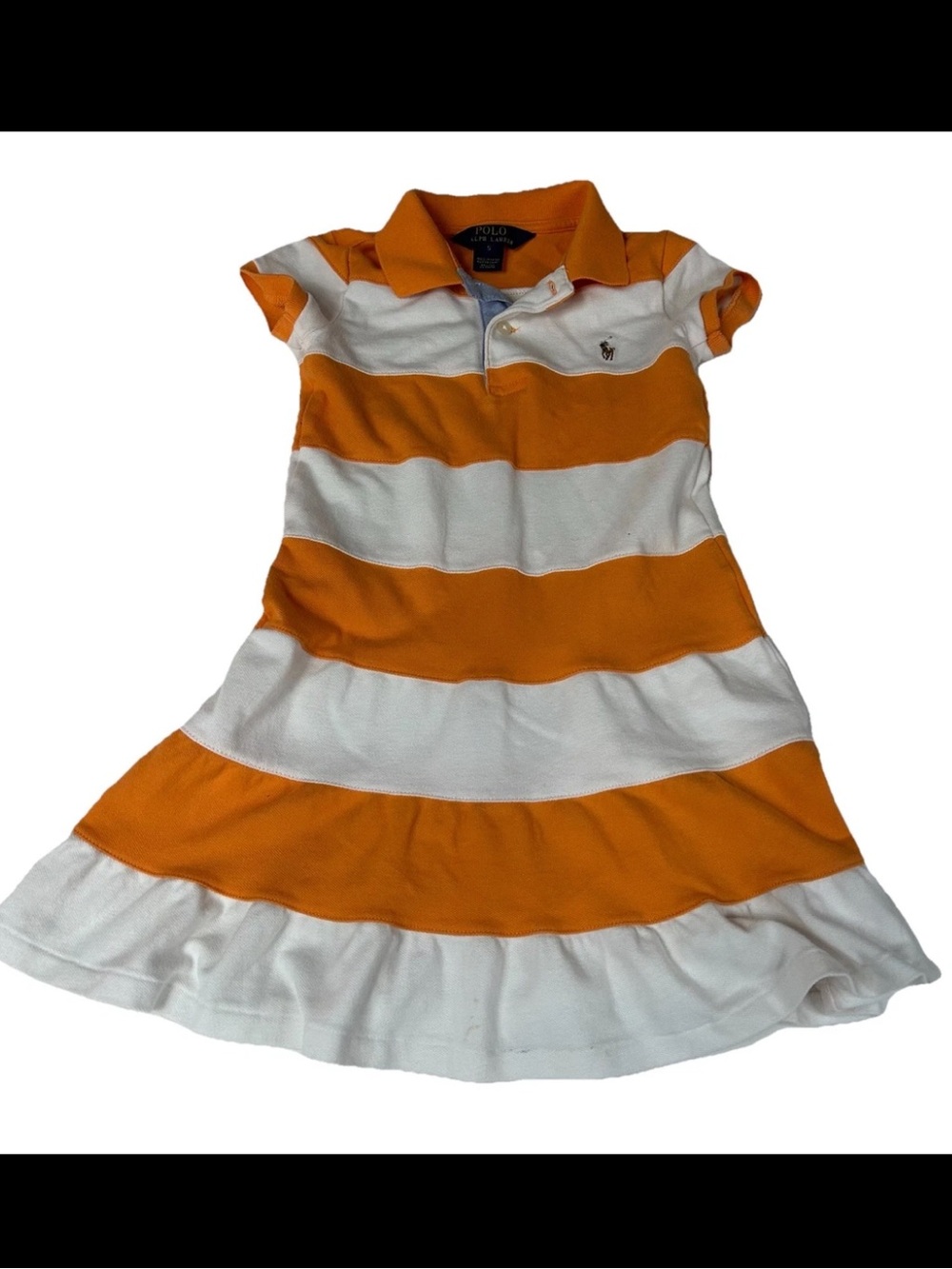 Polo Ralph Lauren Little Girls Size 5 Dress Casual Orange White Striped #0822